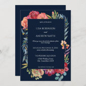 Geometrisches Burgundy tropisches Hochzeitsfest mi Einladung (Vorne/Hinten)