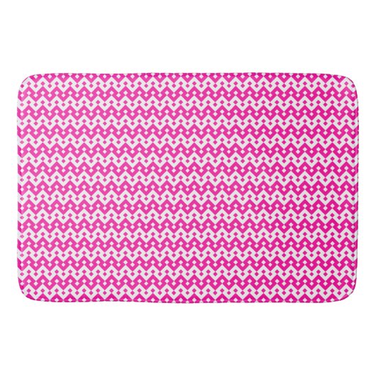 Geometrisches Candy Pink White Girly Pattern Badematte (Vorderseite)