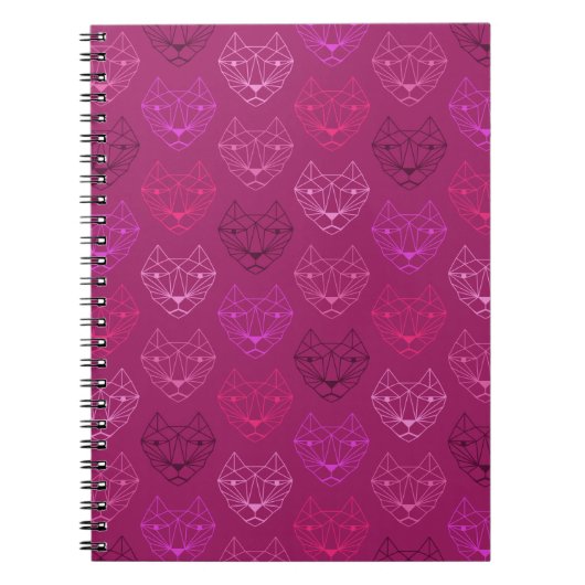 Geometrisches Cat Pattern Pink SpiralNotebook Notizblock (Vorderseite)