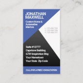 Geometrisches Corporate Modernes Navy Blau und Gra Visitenkarte (Vorderseite)