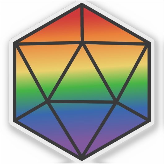 Geometrisches D20-Regenbogenfarbenfeld Aufkleber (Vorderseite)
