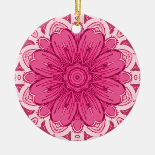 Geometrisches Daisy-Muster in Korallen und Pastell Keramik Ornament (Vorne)