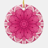 Geometrisches Daisy-Muster in Korallen und Pastell Keramik Ornament (Hinten)