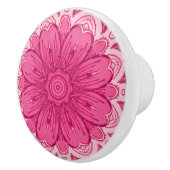 Geometrisches Daisy-Muster in Korallen und Pastell Keramikknauf (Rechts)