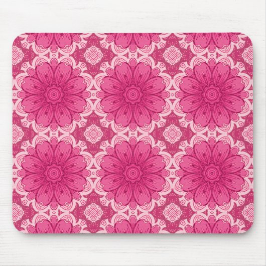 Geometrisches Daisy-Muster in Korallen und Pastell Mousepad (Vorne)
