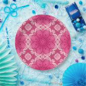 Geometrisches Daisy-Muster in Korallen und Pastell Pappteller (Party)