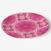 Geometrisches Daisy-Muster in Korallen und Pastell Pappteller (Schrägansicht)