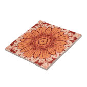 Geometrisches Daisy Muster in Mandarin Orange Fliese (Seite)