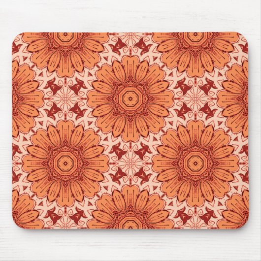 Geometrisches Daisy Muster in Mandarin Orange Mousepad (Vorne)