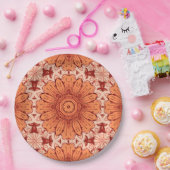 Geometrisches Daisy Muster in Mandarin Orange Pappteller (Party)