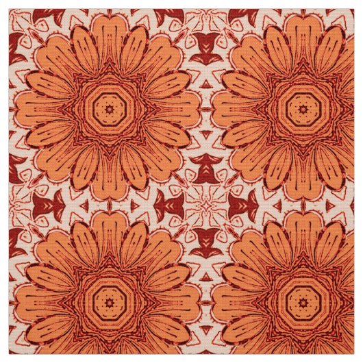Geometrisches Daisy Muster in Mandarin Orange Stoff (Muster)