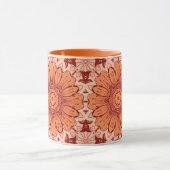 Geometrisches Daisy Muster in Mandarin Orange Tasse (Zentrum)