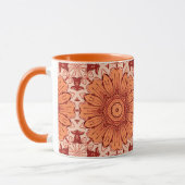 Geometrisches Daisy Muster in Mandarin Orange Tasse (Links)