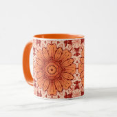 Geometrisches Daisy Muster in Mandarin Orange Tasse (Vorderseite Links)