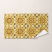 Geometrisches Daisy Muster in Mustard Gold Badhandtuch Set (Handtuch)