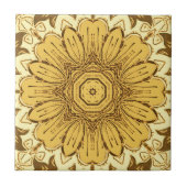 Geometrisches Daisy Muster in Mustard Gold Fliese (Vorderseite)