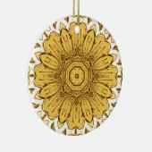 Geometrisches Daisy Muster in Mustard Gold Keramik Ornament (Rechts)