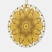 Geometrisches Daisy Muster in Mustard Gold Keramik Ornament (Links)