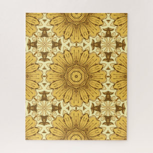Geometrisches Daisy Muster in Mustard Gold Puzzle