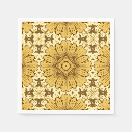 Geometrisches Daisy Muster in Mustard Gold Serviette (Vorderseite)