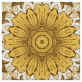 Geometrisches Daisy Muster in Mustard Gold Stoff (Nahaufnahme)