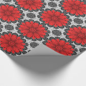 Geometrisches Daisy-Muster in Rot und Weiß Geschenkpapier (Ecke)