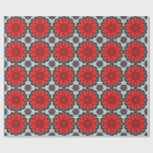 Geometrisches Daisy-Muster in Rot und Weiß Geschenkpapier (Flach)