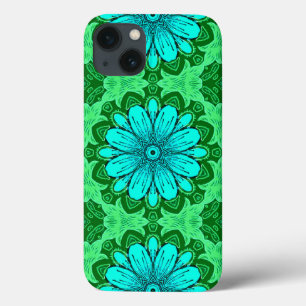 Geometrisches Daisy Muster in Türkis und Grün Case-Mate iPhone Hülle
