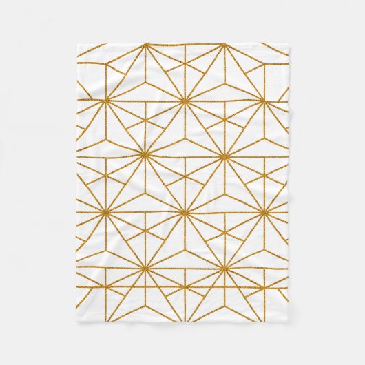 Geometrisches Deko aus Weiß und Goldkunst Fleecedecke (Vorderseite)