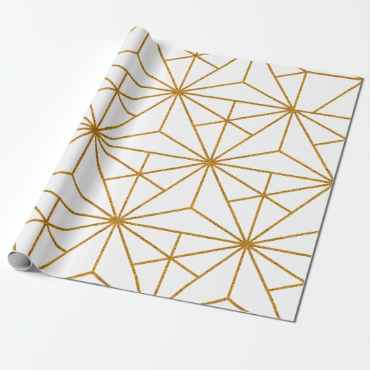 Geometrisches Deko aus Weiß und Goldkunst Geschenkpapier (Ungerollt)