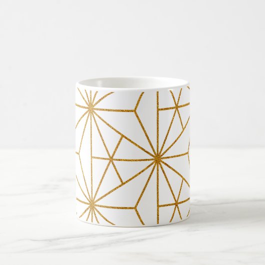 Geometrisches Deko aus Weiß und Goldkunst Kaffeetasse (Mittel)