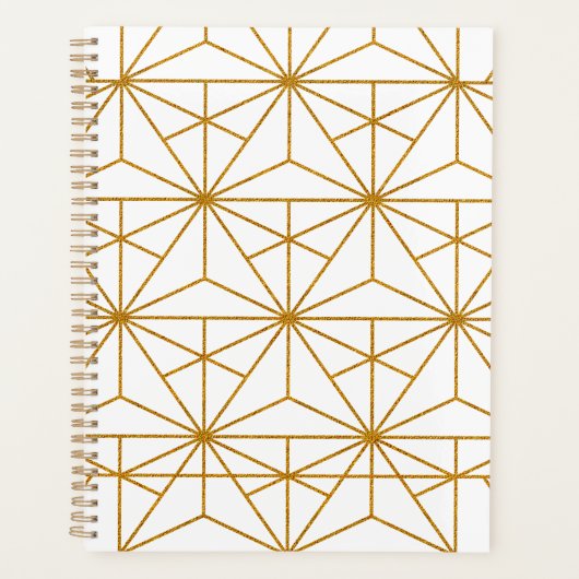 Geometrisches Deko aus Weiß und Goldkunst Planer (Vorderseite)