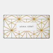 Geometrisches Deko aus Weiß und Goldkunst Schreibtischunterlage (Vorderseite)