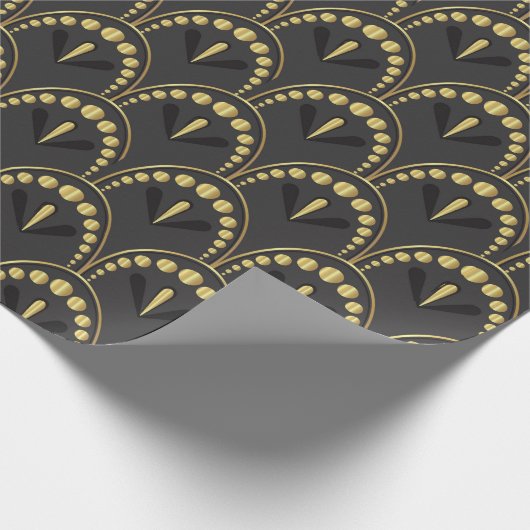 Geometrisches Deko-Muster aus Gold und Dunkelgrau Geschenkpapier (Ecke)