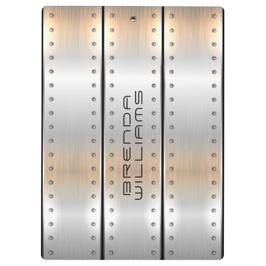 Geometrisches Design aus gebürstetem Aluminium Klemmbrett (Rückseite)
