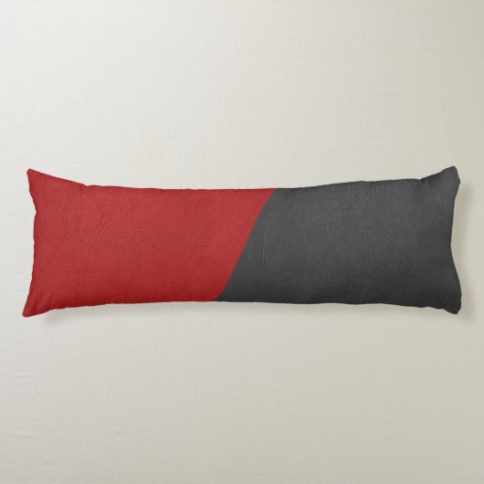 Geometrisches Design aus grauem und rotem Leder Seitenschläferkissen (Vorderseite)