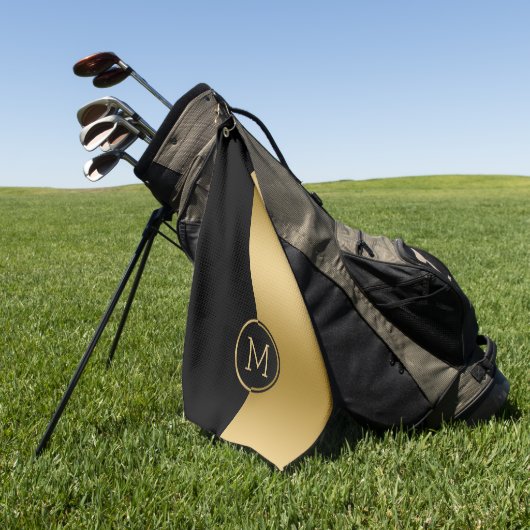 Geometrisches Design aus Schwarz und Gold, gespalt Golfhandtuch (Gras)