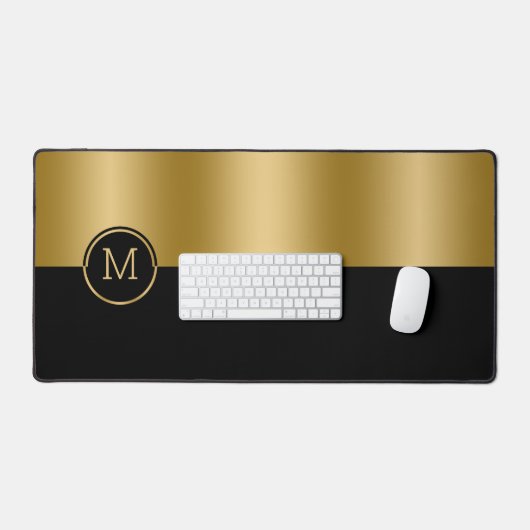 Geometrisches Design aus Schwarz und Gold, gespalt Schreibtischunterlage (Tastatur & Maus)
