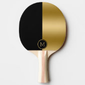 Geometrisches Design aus Schwarz und Gold, gespalt Tischtennis Schläger (Rückseite)