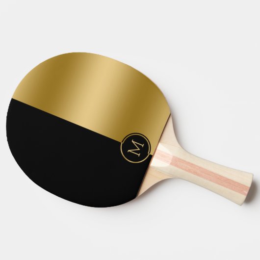 Geometrisches Design aus Schwarz und Gold, gespalt Tischtennis Schläger (Seitenansicht)