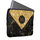 Geometrisches Design aus schwarzem Marmor und Glit Laptopschutzhülle (Vorne Rechts)