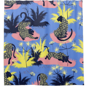 Geometrisches Design aus Tiger und Leopard Duschvorhang