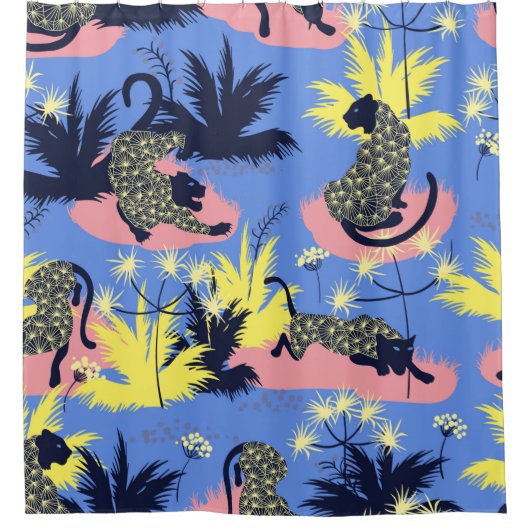 Geometrisches Design aus Tiger und Leopard Duschvorhang (Vorderseite)