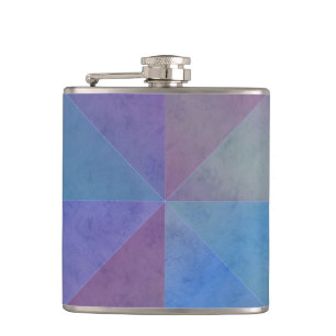 Geometrisches Design Blaue Lila Wasserfarbdreiecke Flachmann