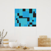 Geometrisches Design der Blues und Abstrakten Schw Poster (Küche)