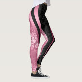 Geometrisches Design der schwarz-rosa Blumenmasken Leggings (Rechts)