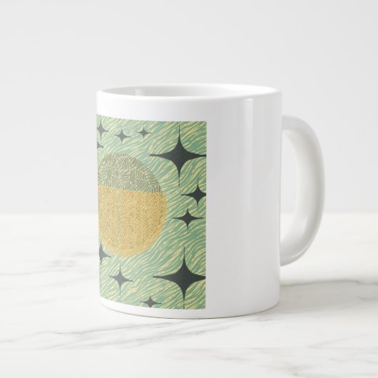 Geometrisches Design der Sternexplosion Mitte des Jumbo-Tasse (Vorderseite Rechts)