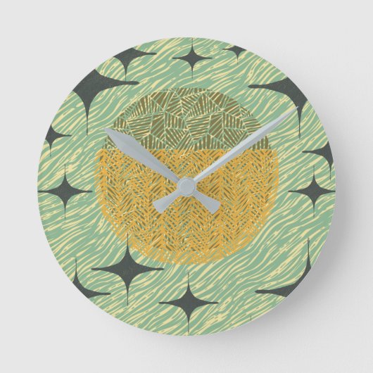 Geometrisches Design der Sternexplosion Mitte des  Runde Wanduhr (Vorderseite)