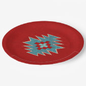 Geometrisches Design der Südwest Mesas Red & Turqu Pappteller (Schrägansicht)