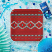 Geometrisches Design der Südwest Mesas Red & Turqu Pappteller (Party)